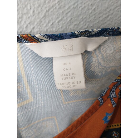 H&M Boho Paisley Patchwork TieFront TankTop Women’s Size4 Small AdjustableStraps - Picture 10 of 10